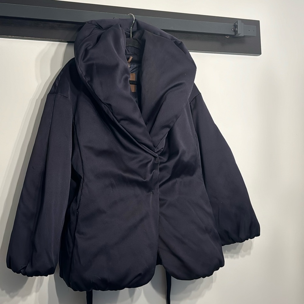 Moncler navy hooded new down jacket